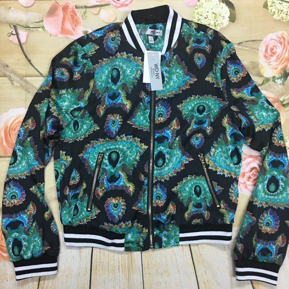 ⬇️WDNY Women's Paisley Bomber Jacket NWT - Picture 3 of 5